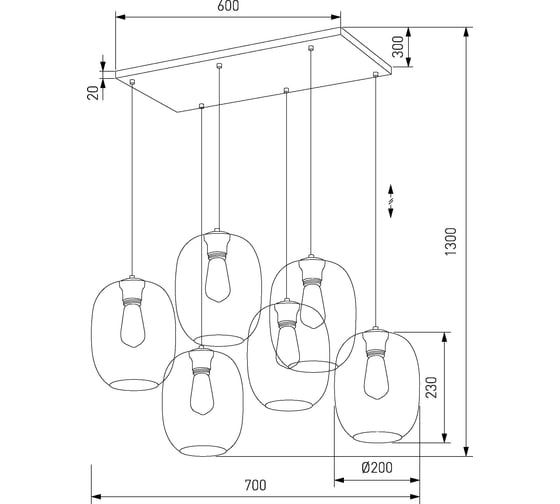 Подвесной светильник TK Lighting со стеклянными плафонами 5974 Elio ч a068561