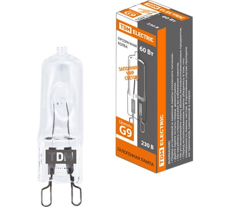 Капсульная галогенная лампа TDM ELECTRIC JCD - 60 Вт - 230 В - G9 прозрачная SQ0341-0058