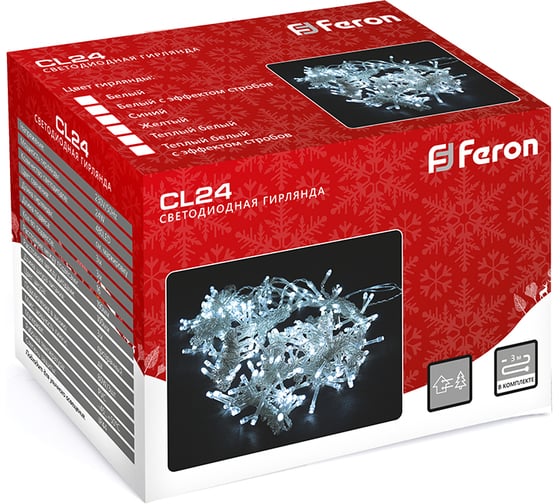 Гирлянда FERON Штора дождь CL24, 480LED, 2700К белый теплый, статичная, 33м+3м, IP44, 41626