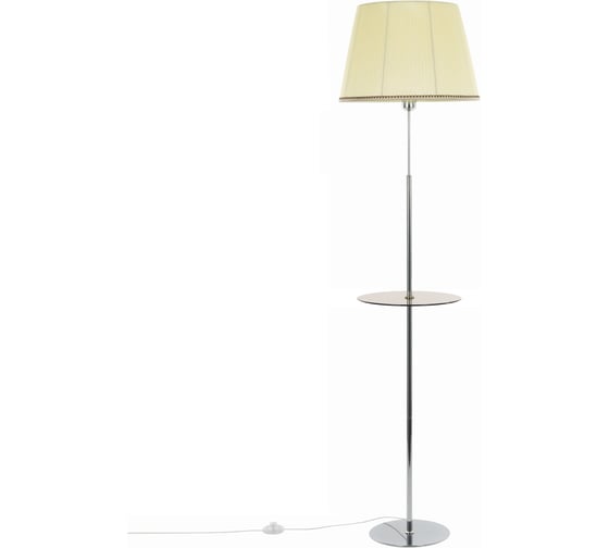 Торшер Citilux Линц хром, со столиком и кремовым абажуром CL402973T