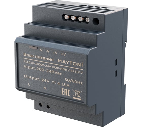 Блок питания Maytoni PSL016 24В, 100Вт, IP20, HDR 821017