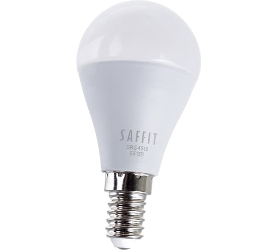 Светодиодная лампа SAFFIT SBG4513, G45 шар, 13W 230V E14 6400К, 1070Lm, угол рассеивания 220 55159