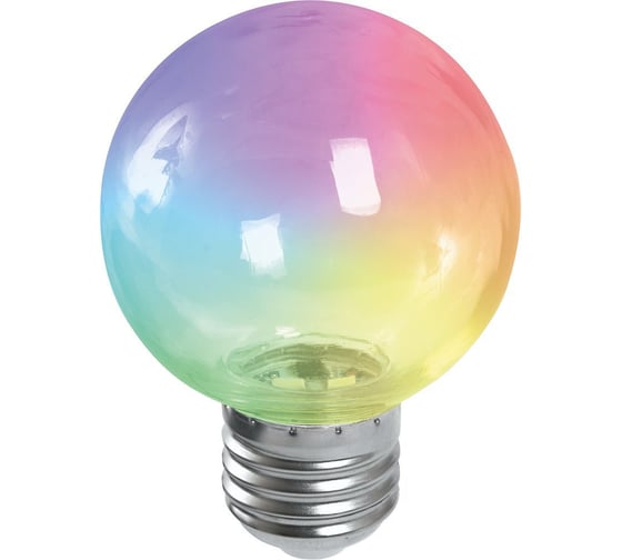Светодиодная лампа FERON LB-371, G60 шар, 3W 230V E27 RGB, угол рассеивания 220 38133