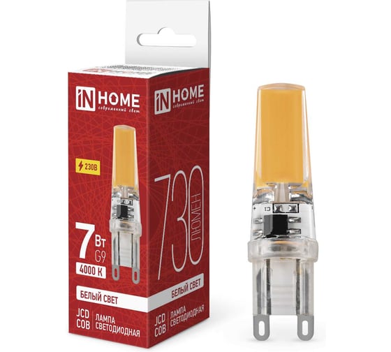 Лампа светодиодная IN HOME LED-JCD-COB 7Вт 230В G9 4000К 730Лм 4690612060354 1