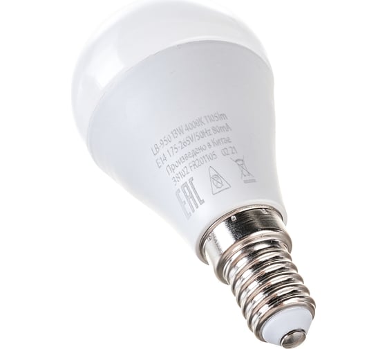Светодиодная лампа FERON LB-950, G45 шар малый, 13W 230V E14 4000К, 1105Lm 38102
