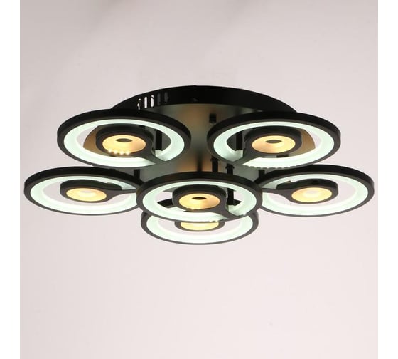 Люстра BayerLux с ПДУ 59121/6BK LED 150Вт 3 режима диммер черный 52х52х14 см 5109311