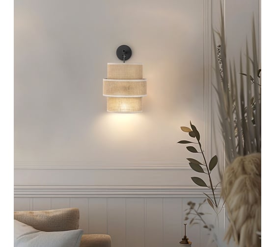 Настенный светильник TK Lighting с тканевым абажуром 5400 Calisto чер a068431