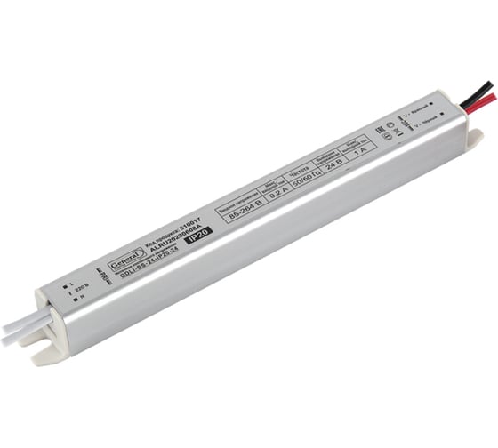 Ультратонкий светодиодный драйвер General Lighting Systems блок питания, 24В, скрытой установки, для светодиодных лент 519137 1