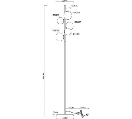 Светильник напольный ARTE LAMP A2243PN-6BK
