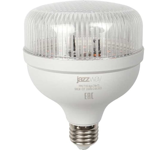 Лампа светодиодная Jazzway PPG T130 Agro 24Вт CL E27 прозрачная 130x99мм для растений красный/синий спектр 5050365