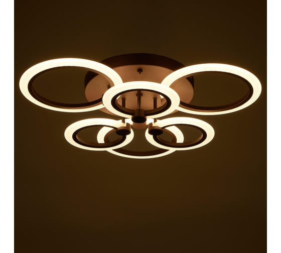Люстра BayerLux с ПДУ 661329/6 LED 108Вт диммер 3 режима 3000-6000К кофе 54x54x9 см 4679487