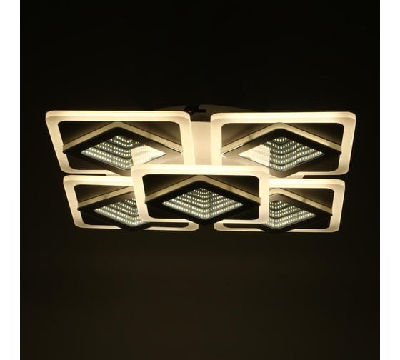 Люстра BayerLux с ПДУ 10036/5 LED 150Вт 3000-6000К диммер 3D подсветка белый 59х59 см 5169320