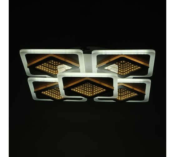 Люстра BayerLux с ПДУ 10036/5 LED 150Вт 3000-6000К диммер 3D подсветка белый 59х59 см 5169320
