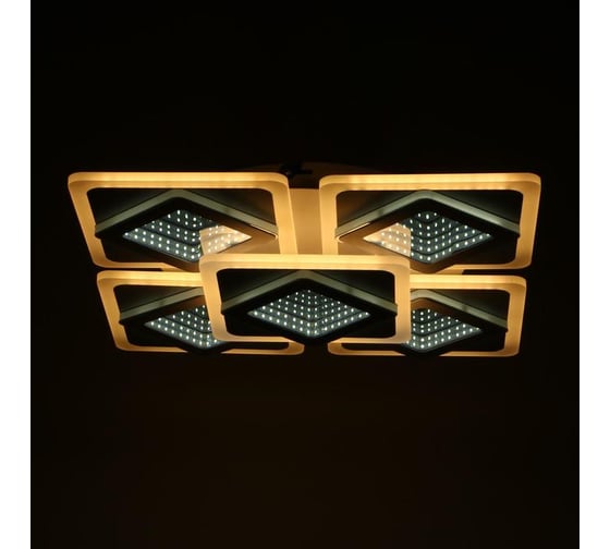 Люстра BayerLux с ПДУ 10036/5 LED 150Вт 3000-6000К диммер 3D подсветка белый 59х59 см 5169320