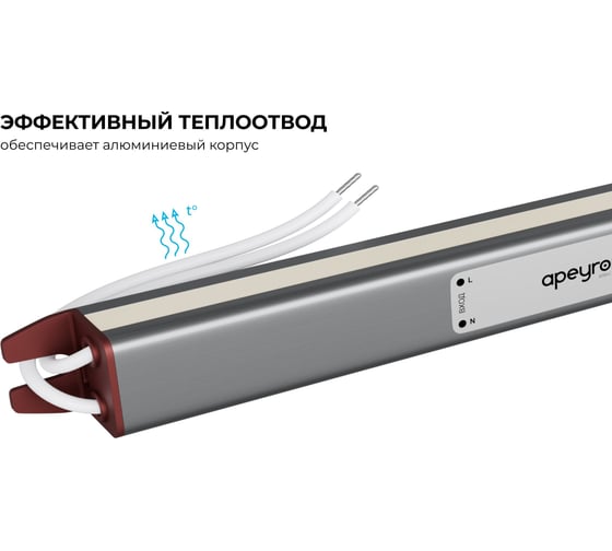 Блок питания Apeyron 24В, 36Вт, 1,5А, IP67, алюм., 282x18x15, ультратонкий 03-187