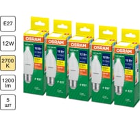 Светодиодная лампочка Osram LED VALUE CLB100 12SW/827 230VFR E27 RU 5 лампочек в отгрузочной упаковке 4099854308765