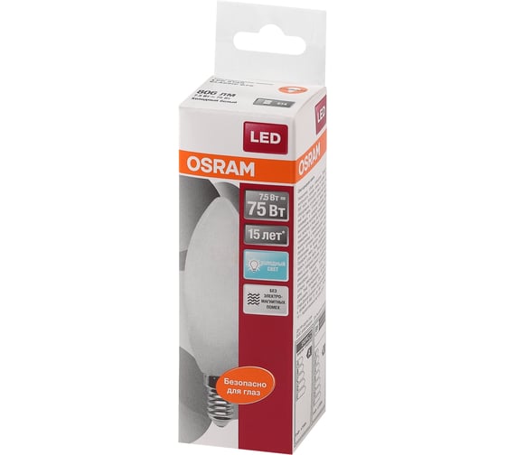 Светодиодная лампа OSRAM LED STAR B Свеча 8Вт E14 806Лм 4000 К Нейтральный белый свет 4058075210714 4058075210721