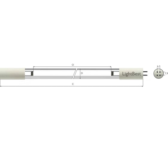 Лампа бактерицидная LightBest GPH 1148T6L/4P 120W 0,8A 700709073