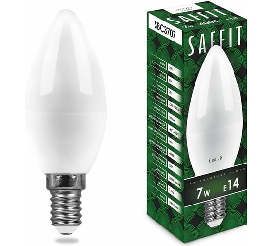 Светодиодная лампа SAFFIT SBC3707 Свеча E14 7W 6400K 55169