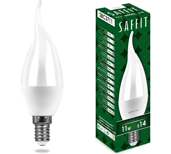 Светодиодная лампа SAFFIT SBC3711 Свеча на ветру E14 11W 6400K 55174