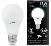 Лампа Gauss A60 AC12-36V 13W 1150lm 4100K E27 LED 202502213