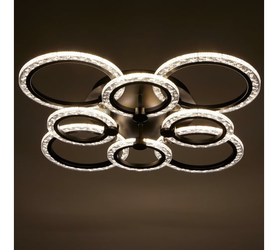 Люстра BayerLux с ПДУ 71166/8 LED 160Вт диммер 3000-6000К черный 73х73х14,5 см 4934950