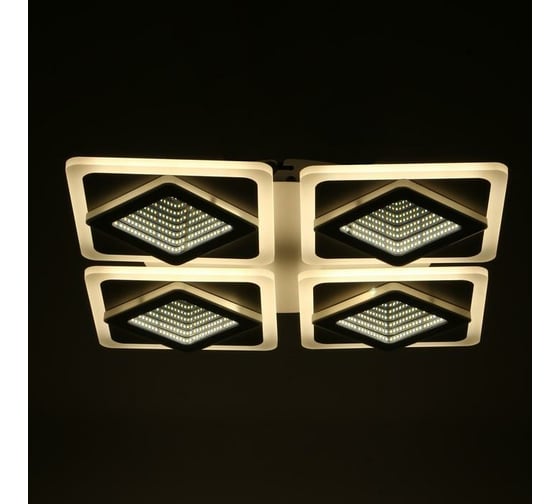 Люстра BayerLux с ПДУ 10036/4 LED 120Вт 3000-6000К диммер 3D подсветка белый 59х59 см 5169324
