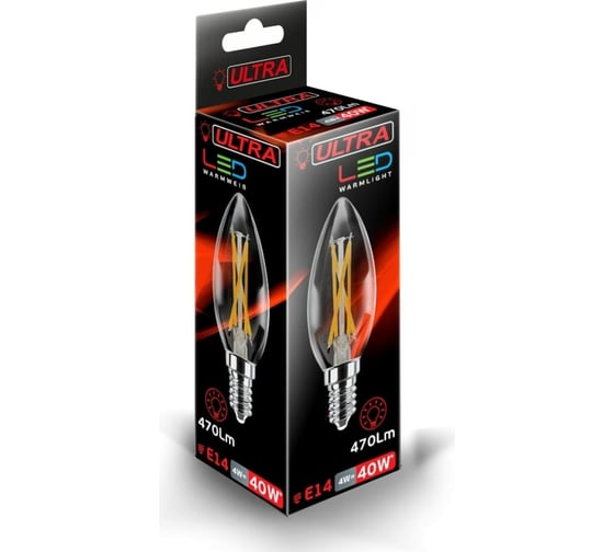 Светодиодная лампа свеча Ultra LED С35 F 4W E14 3000K 5055268048900