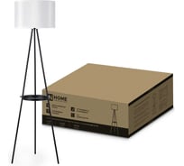 Светильник напольный IN HOME под лампу ТНО 04ПВ-Е27-WB 230В полка, белый абажур, черная тренога 4690612060385