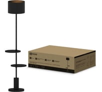 Светильник напольный IN HOME под лампу ТНО 09-2ПЕ27-BB USB-C две полки, черный абажур, черное основание 4690612061658