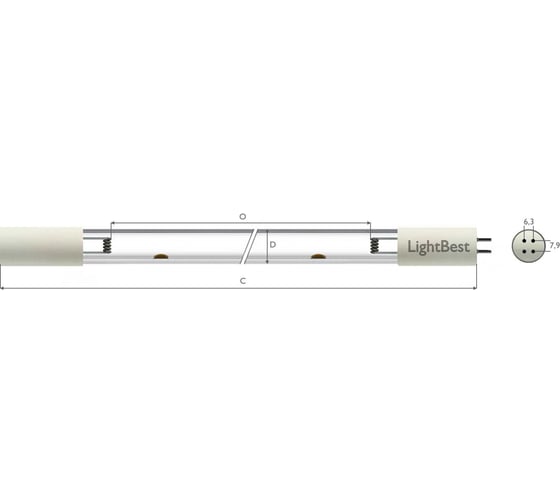 Лампа амальгамная LightBest GPHHA 1000T6L/4 207W 2,1A 700309055 1