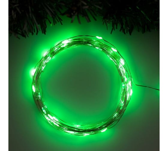Гирлянда-нить Luazon ROSA, IP20, 10 м, Н.С. LED-100-12V, БП в комплекте, фиксинг, зеленый 5198358