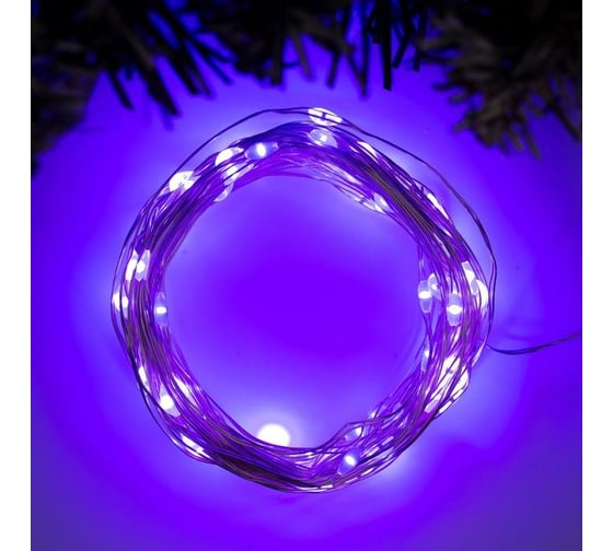 Гирлянда-нить Luazon ROSA, IP20, 10 м, Н.С. LED-100-12V, БП в комплекте, фиксинг, фиолетовый 5198356