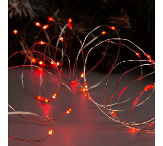 Гирлянда-нить Luazon ROSA, IP20, 10 м, Н.С. LED-100-12V, БП в комплекте, фиксинг, красный 5198359