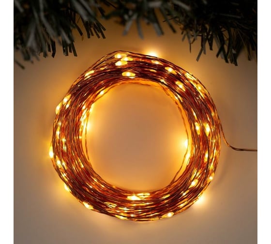 Гирлянда-нить Luazon ROSA, IP20, 20 м, Н.М. LED-200-12V, БП в комплекте, фиксинг, теплый белый 5198373