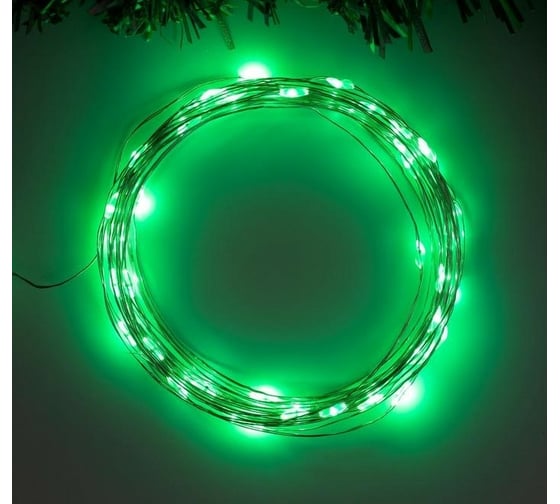 Гирлянда-нить Luazon ROSA, IP20, 5 м, Н.С. LED-50-4.5V, 3хАА, 2 режима, зеленый 5198310