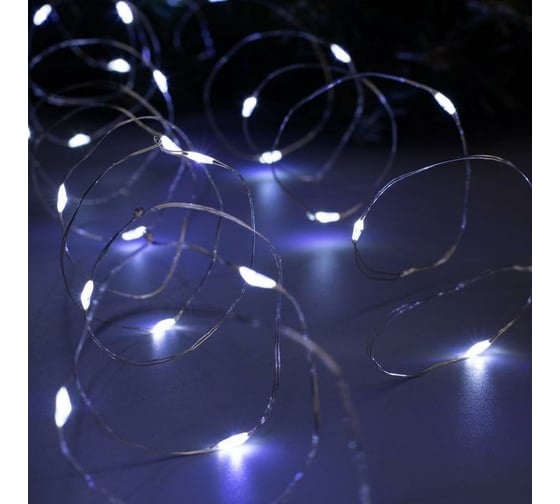 Гирлянда-нить Luazon ROSA, IP20, 5 м, Н.С. LED-50-4.5V, 3хАА, 2 режима, белый 5198305