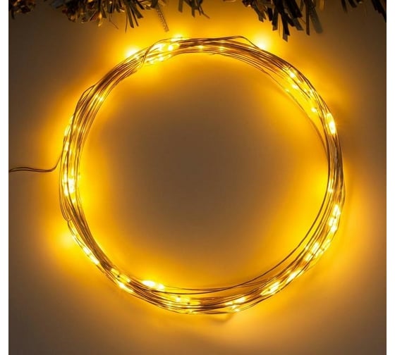 Гирлянда-нить Luazon ROSA, IP20, 5 м, Н.С. LED-50-4.5V, 3хАА, 2 режима, желтый 5198309 1
