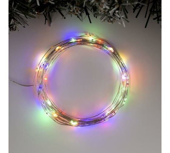 Гирлянда-нить Luazon ROSA, IP20, 5 м, Н.С. LED-50-4.5V, 3хАА, 2 режима, теплый белый/мультиколор 5198316