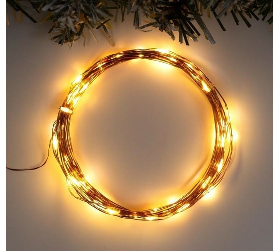 Гирлянда-нить Luazon ROSA, IP20, 5 м, Н.М. LED-50-5V, USB, фиксинг, теплый белый 5198345 1