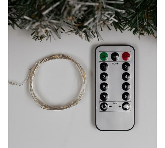 Гирлянда-нить Luazon ROSA, IP20, 2 м, Н.С. LED-20-5V, USB, 8 режимов, пульт, теплый белый 5198351