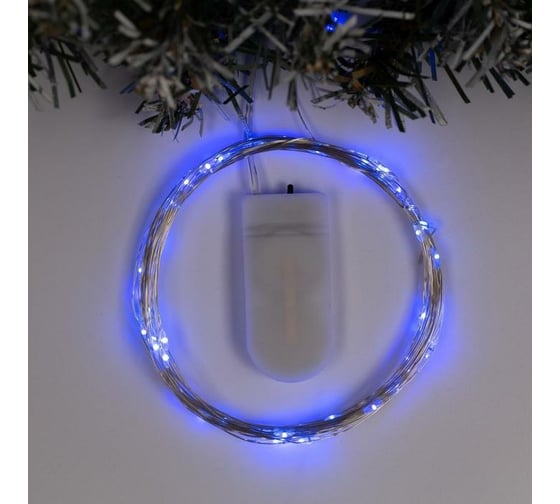 Гирлянда-нить Luazon ROSA, IP20, 5 м, Н.С. LED-50-6V, 2хCR2032, фиксинг, синий 2433895