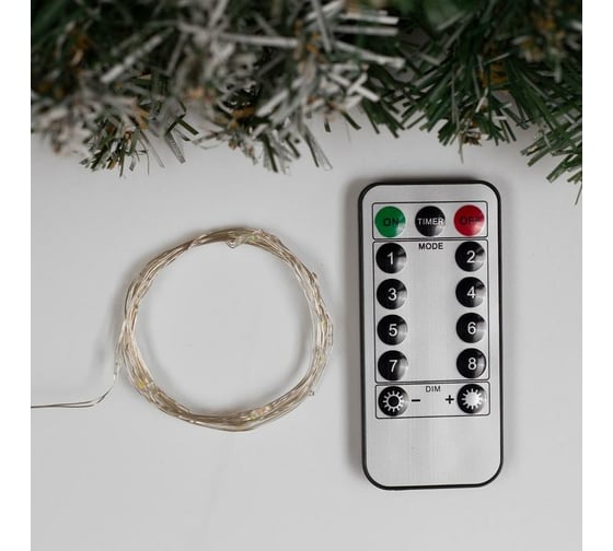 Гирлянда-нить Luazon ROSA, IP20, 2 м, Н.С. LED-20-5V, USB, 8 режимов, пульт, мультиколор 5198349