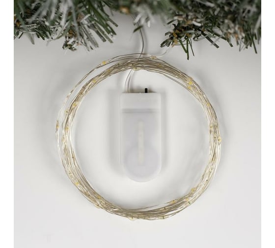 Гирлянда-нить Luazon ROSA, IP20, 5 м, Н.С. LED-50-6V, 2хCR2032, фиксинг, желтый 2433898