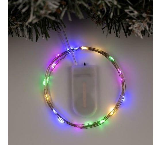 Гирлянда-нить Luazon ROSA, IP20, 2 м, Н.С. LED-20-6V, 2хCR2032, фиксинг, мультиколор 5198296 1
