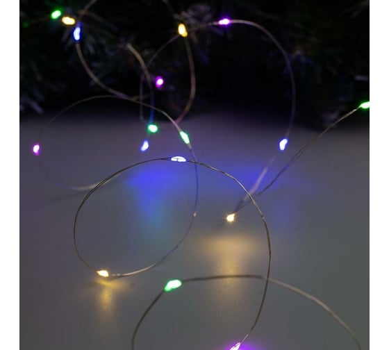 Гирлянда-нить Luazon ROSA, IP20, 2 м, Н.С. LED-20-6V, 2хCR2032, фиксинг, мультиколор 5198296