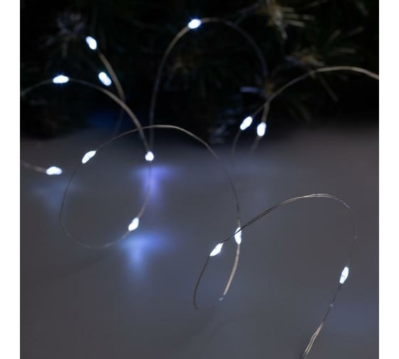 Гирлянда-нить Luazon ROSA, IP20, 2 м, Н.С. LED-20-6V, 2хCR2032, фиксинг, белый 5198297