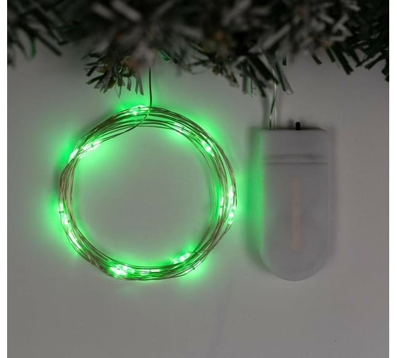 Гирлянда-нить Luazon ROSA, IP20, 2 м, Н.С. LED-20-6V, 2хCR2032, фиксинг, зеленый 5198302