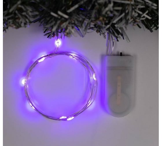 Гирлянда-нить Luazon ROSA, IP20, 1 м, Н.С. LED-10-6V, 2хCR2032, фиксинг, фиолетовый 5198292