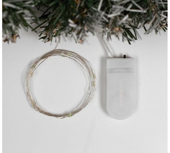 Гирлянда-нить Luazon ROSA, IP20, 1 м, Н.С. LED-10-6V, 2хCR2032, фиксинг, зеленый 5198294